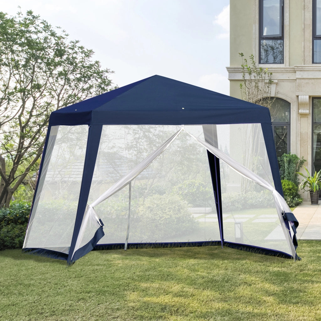 Gazebo da giardino ¨C zephmum ¨C blu metallo poliestere 3x3 m