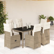 vidaXL Set Bistrò da Giardino 7 pz con Cuscini in Polyrattan Marrone