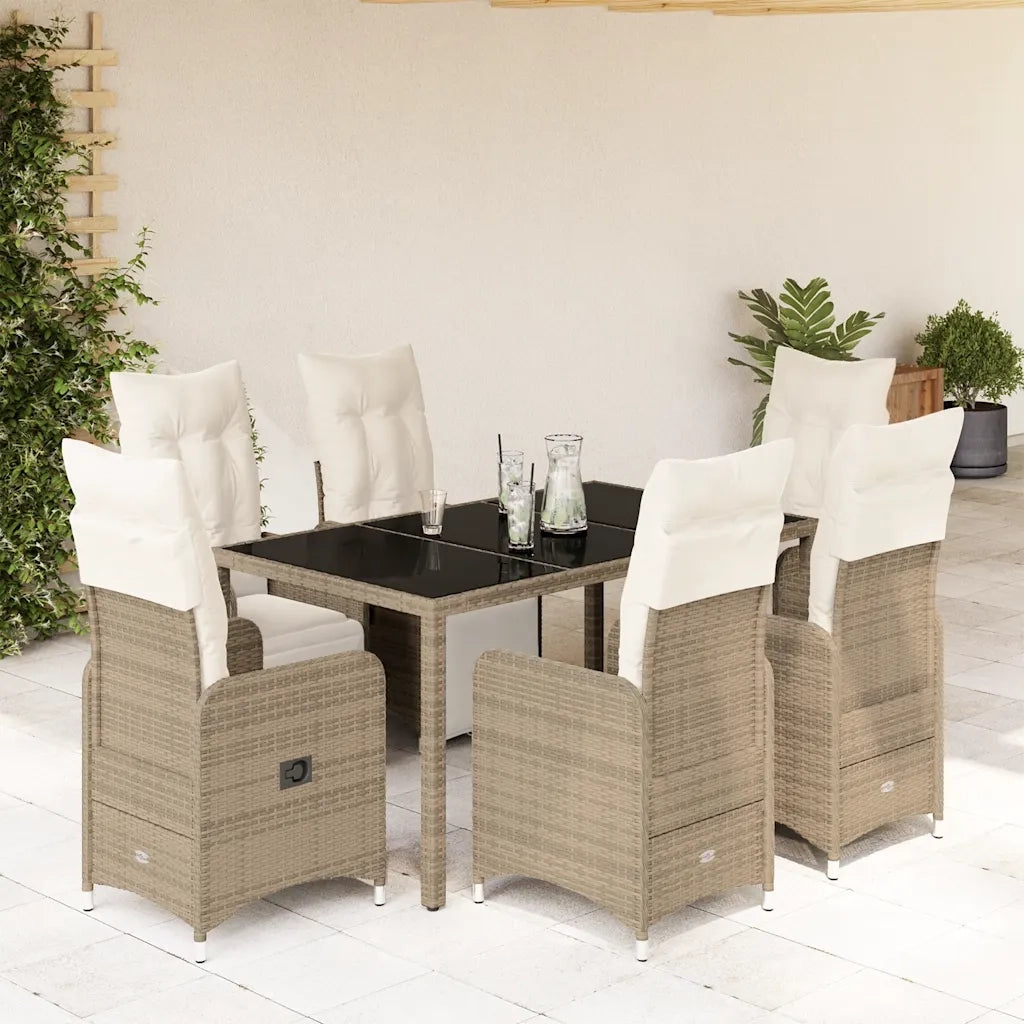 vidaXL Set Bistrò da Giardino 7 pz con Cuscini in Polyrattan Marrone