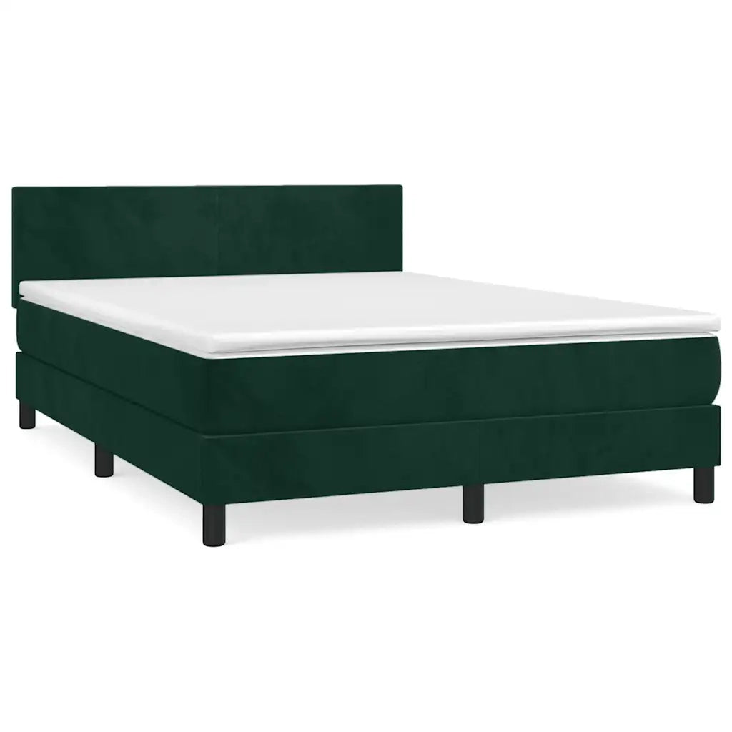 Giroletto a Molle con Materasso Verde Scuro 140x200 cm Velluto 3141188
