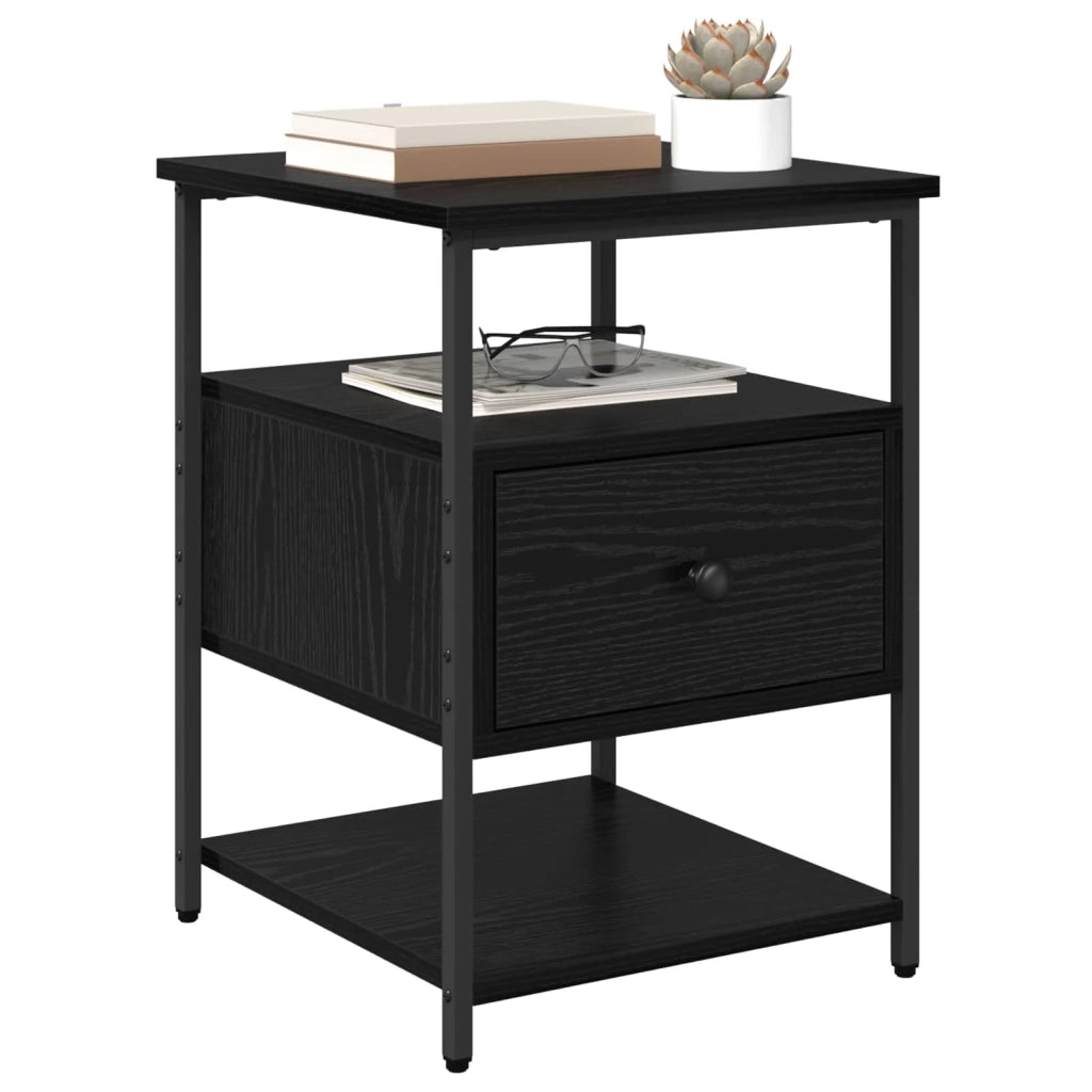 Armadio da Notte con cassetto 2 pcs Rovere Nero 40 x 42 x 56 cm 881879