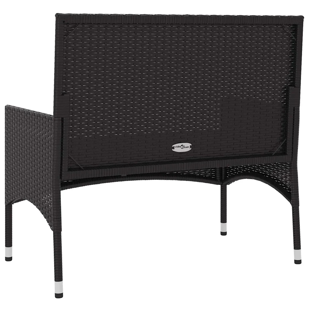 Panchina da Giardino | Panca da Giardino a 2 Posti con Cuscini in Polyrattan Nero