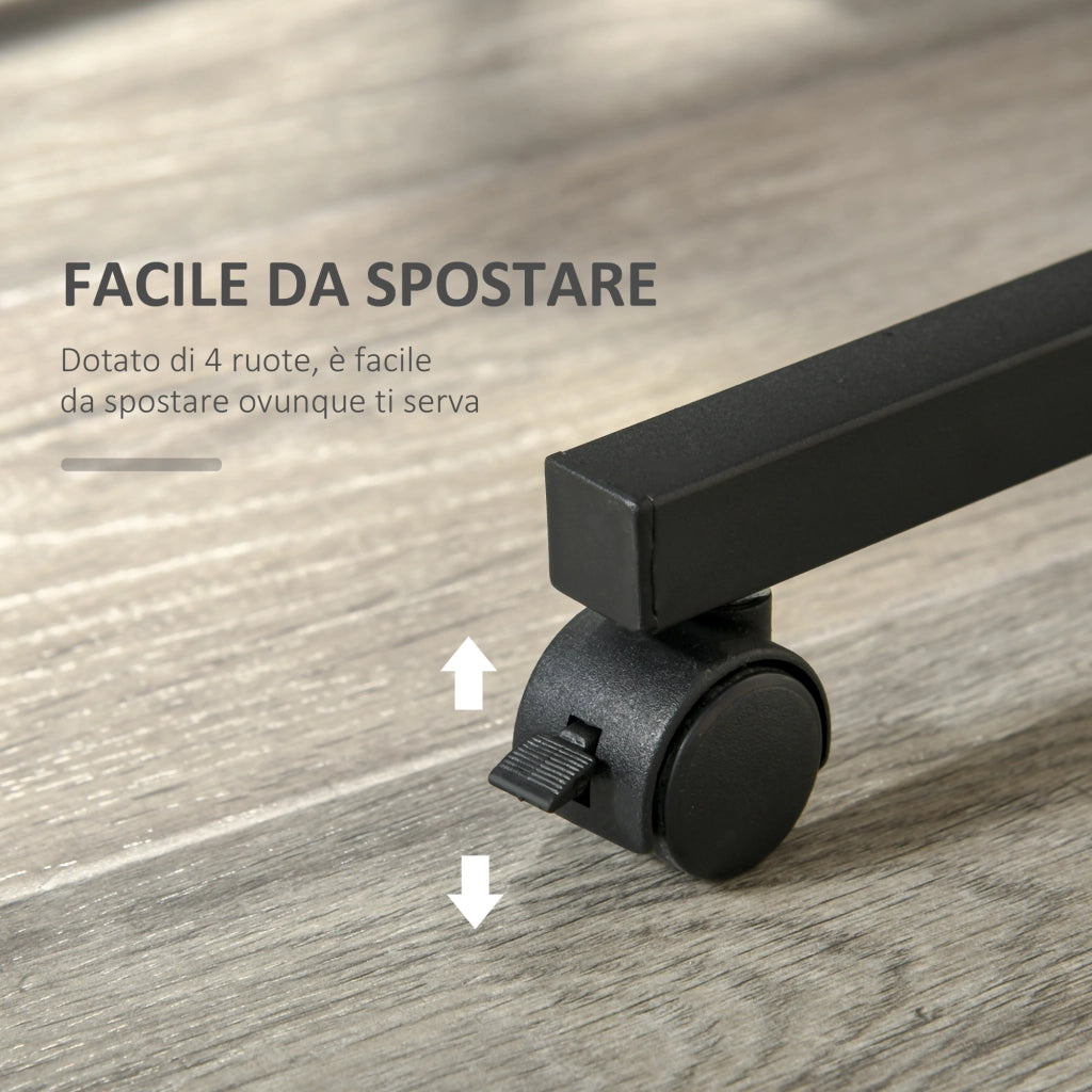 EasyComfort Tavolino da Salotto Stile Industriale, Altezza Regolabile e 4 Ruote con Freno, 80x40x60-75cm