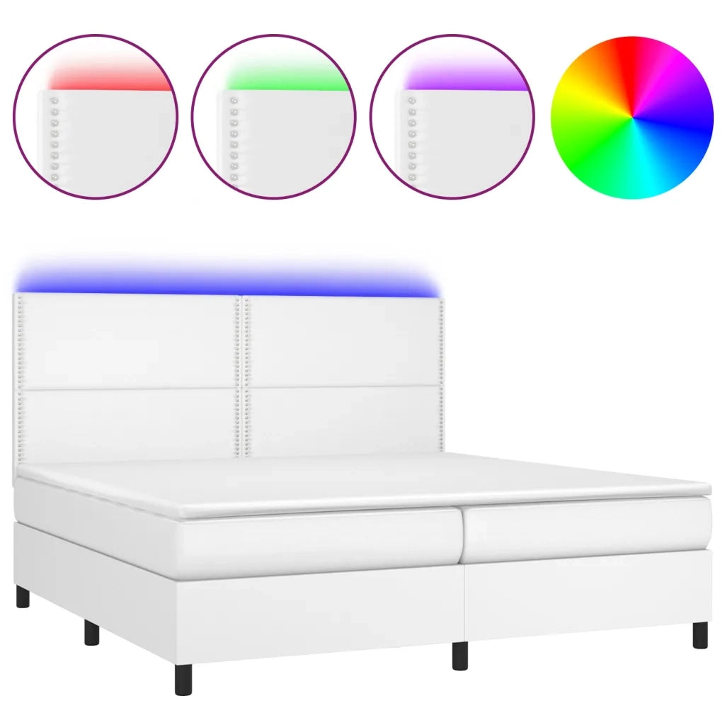 Giroletto Molle con Materasso e LED Bianco 200x200cm Similpelle cod mxl 63744