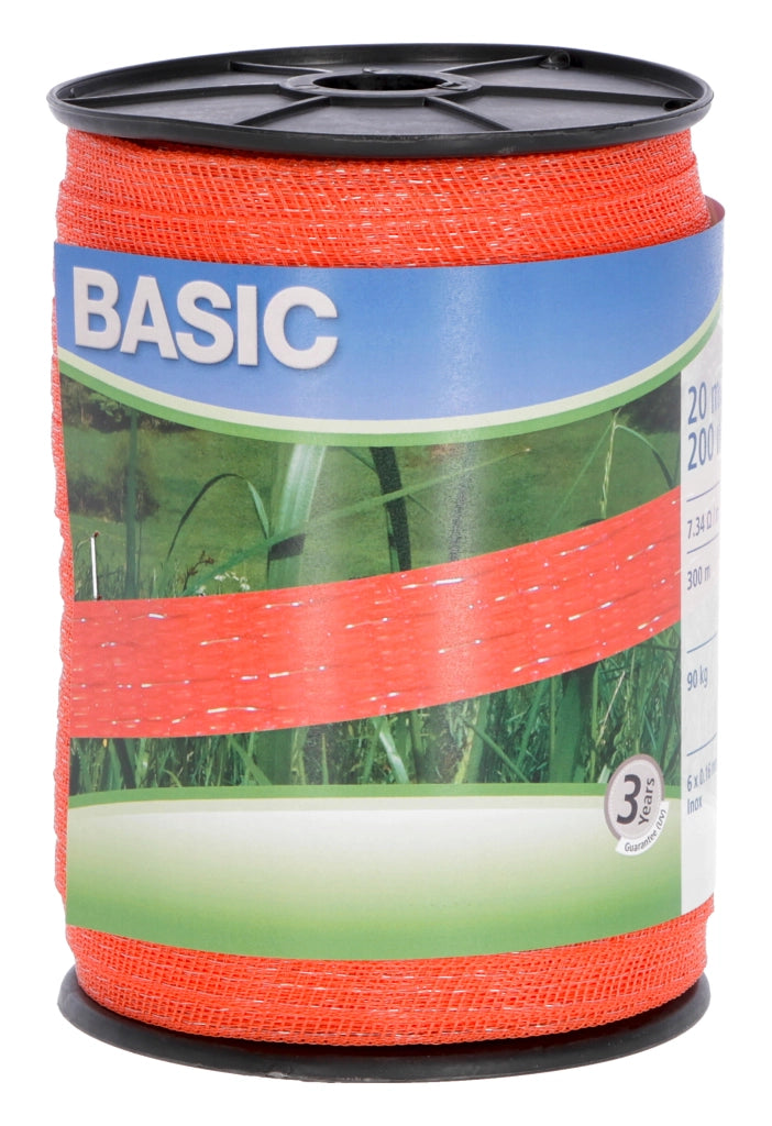 FETTUCCIA ELETTRIFICATA PER RECINTO BASIC ARANCIONE mt. 200 h. cm.2 fili 6