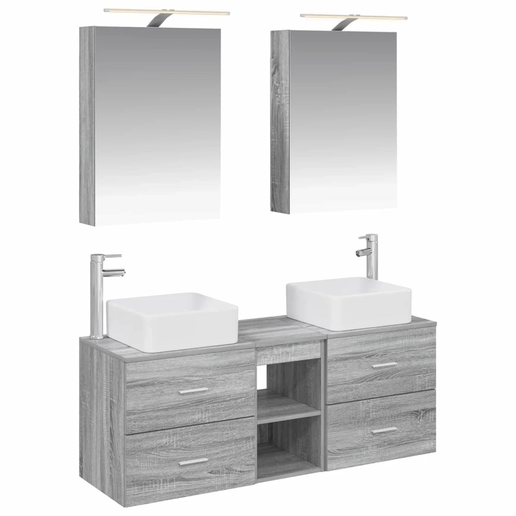 Set di mobili per il bagno 5 pcs Sonoma grigio 3406756