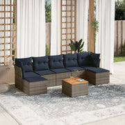 Set Divani da Giardino 8 pz con Cuscini Grigio in Polyrattan 3256110