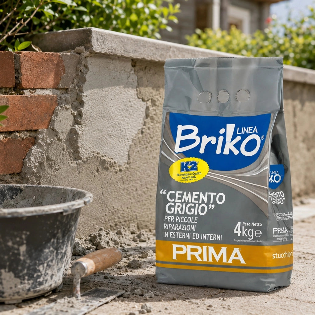 Prima k2 cemento grigio per piccole riparazioni linea briko 4 kg