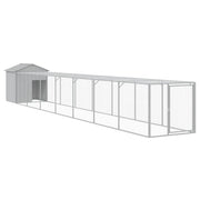 Recinto per pollaio con recinto per galline con cortile libero 117 x 813 x 123 cm in acciaio zincato grigio 02_0043961