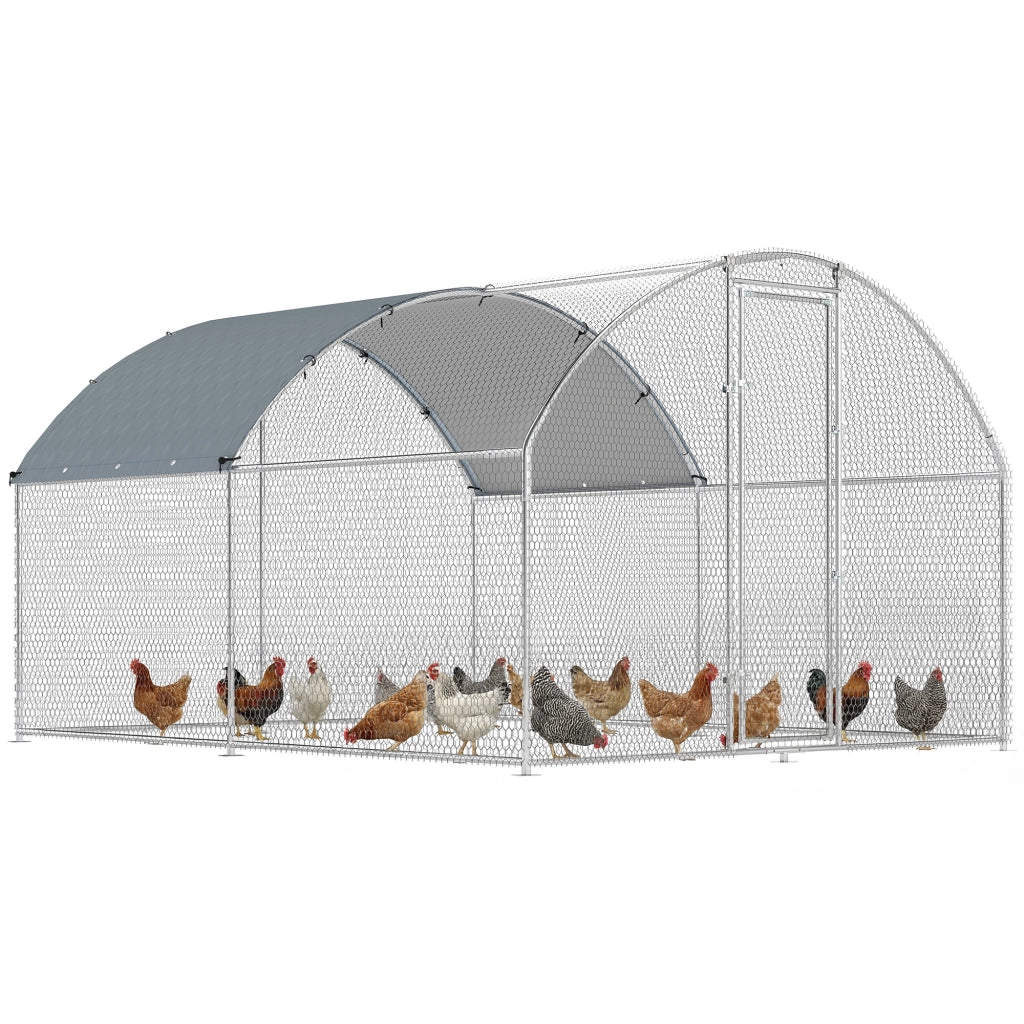 Pollaio per Galline da Giardino ¨C zephmum ¨C Acciaio Zincato Argento 2.8x3.4x1.9 m
