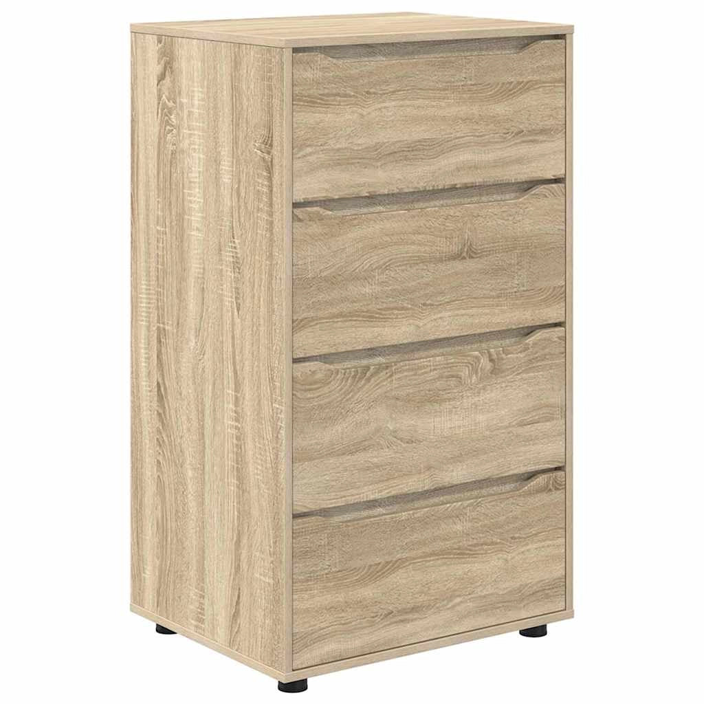 Set di 2 mobili contenitori pratici e minimalisti per soggiorno/camera da letto 60 x 48 x 105 cm realizzati in legno ingegnerizzato di rovere Sonoma 02_0056188