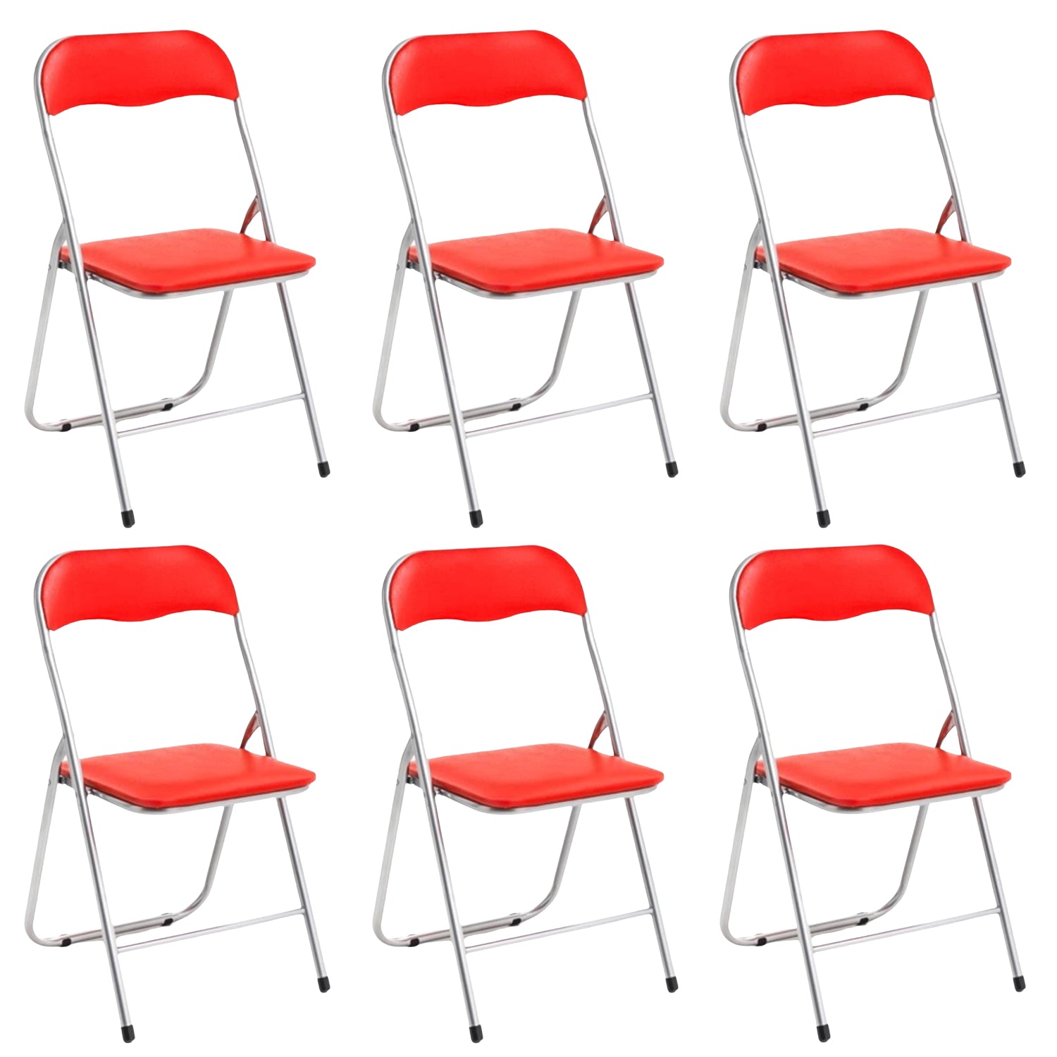 Set Di 6 Sedie Pieghevoli Con Struttura In Ferro Imbottite Salvaspazio Per Giardino Sala Riunioni Eventi Cucina Rosso