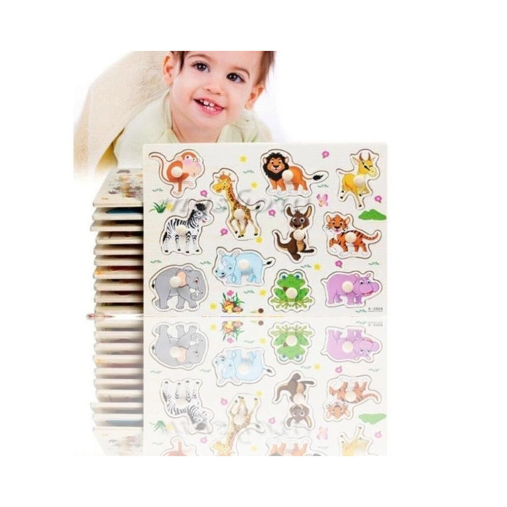 Trade Shop - Gioco Giocattolo Educativo Bambini Bimbi Puzzle 3d Animali Legno Colorati -