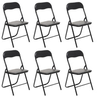 Set Di 6 Sedie Pieghevoli Con Struttura In Ferro Imbottite Salvaspazio Per Giardino Sala Riunioni Eventi Cuc Nero / Nero