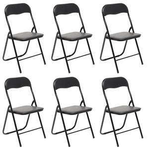 Set Di 6 Sedie Pieghevoli Con Struttura In Ferro Imbottite Salvaspazio Per Giardino Sala Riunioni Eventi Cuc Nero / Nero