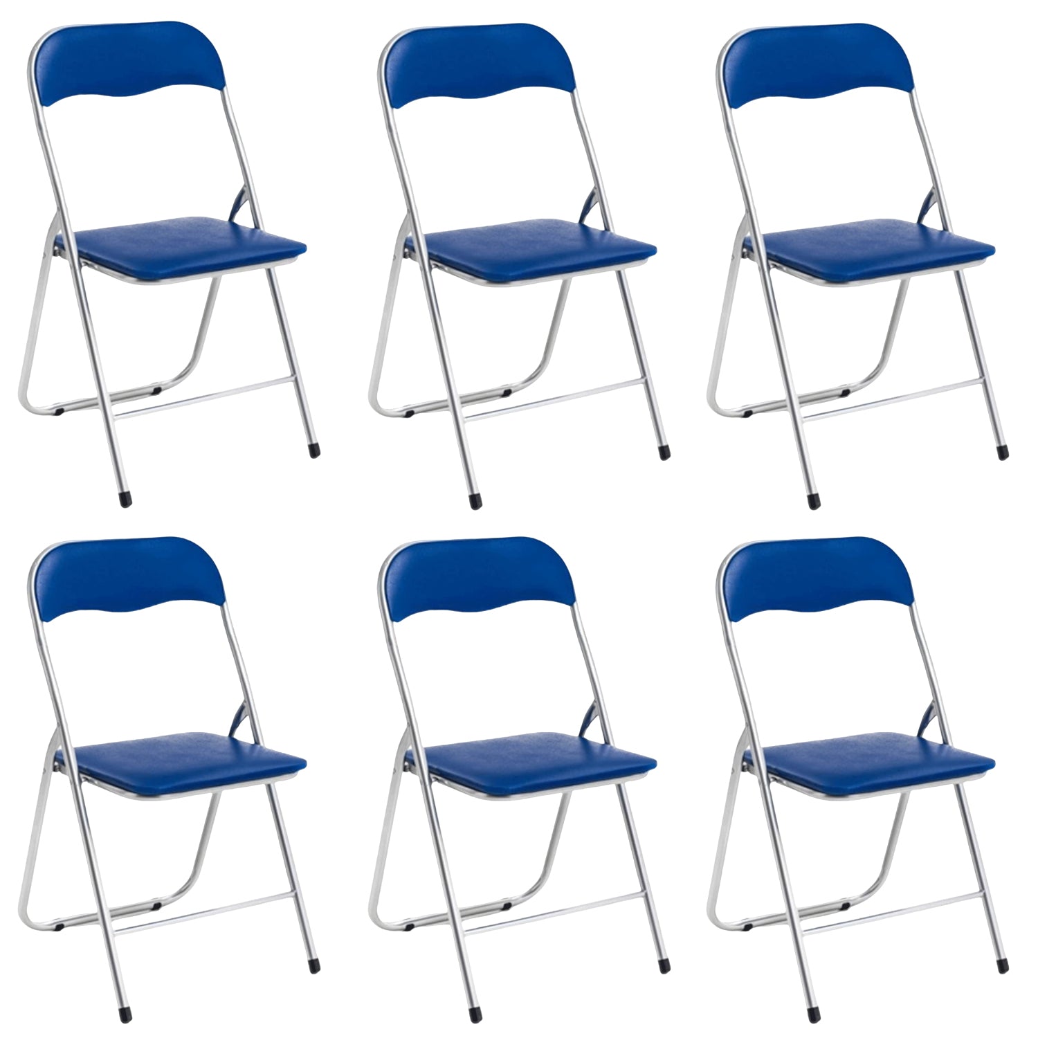 Set Di 6 Sedie Pieghevoli Con Struttura In Ferro Imbottite Salvaspazio Per Giardino Sala Riunioni Eventi Cucina Blu