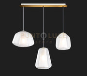 SOSPENSIONE OTTONE SAT. 3 LUCI RETTANGOLARE VETRI ALPHA + BETA + GAMMA TRASPARENTI 1176OS-S3 R ABG-TR