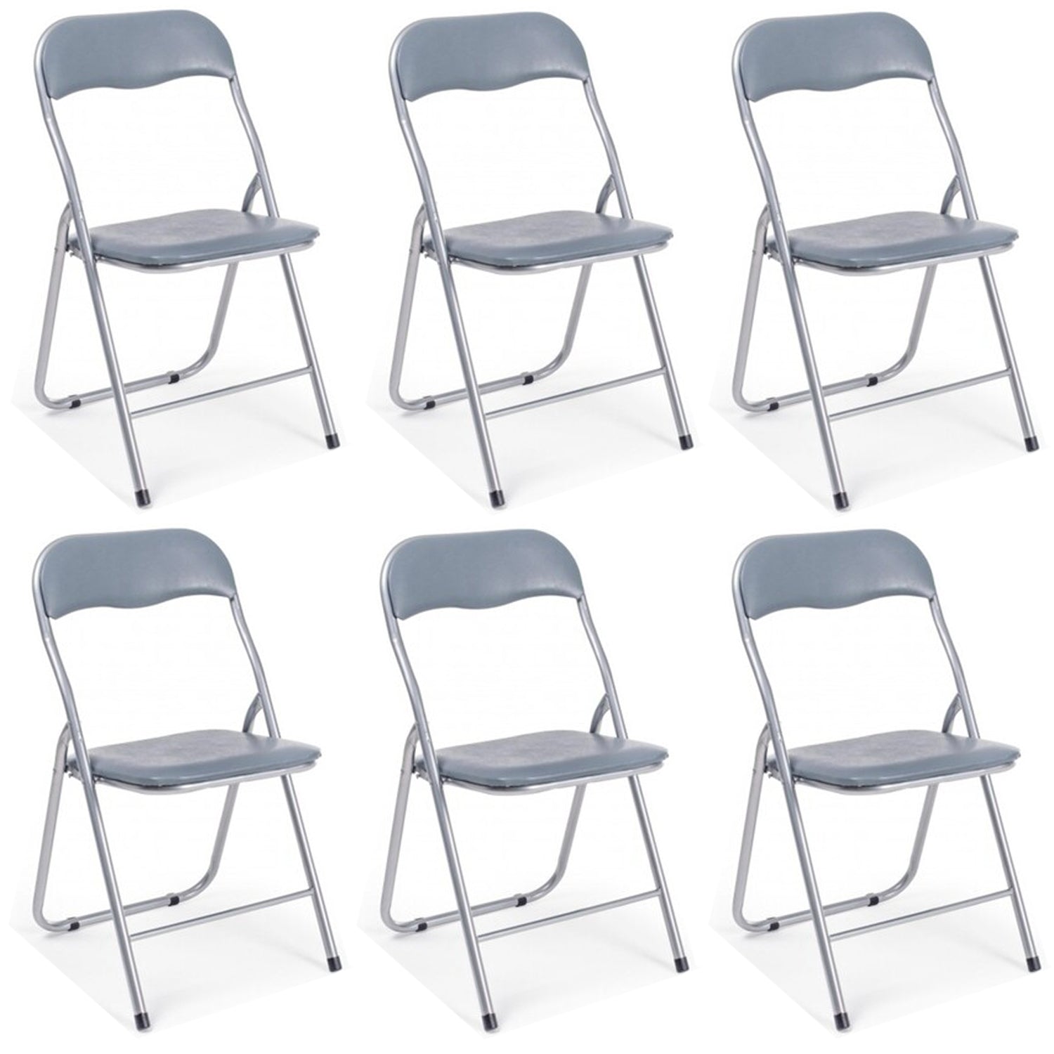 Set Di 6 Sedie Pieghevoli Con Struttura In Ferro Imbottite Salvaspazio Per Giardino Sala Riunioni Eventi Cucina Grigio