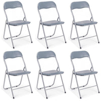 Set Di 6 Sedie Pieghevoli Con Struttura In Ferro Imbottite Salvaspazio Per Giardino Sala Riunioni Eventi Cucina Grigio