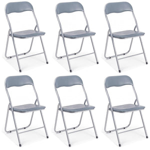 Set Di 6 Sedie Pieghevoli Con Struttura In Ferro Imbottite Salvaspazio Per Giardino Sala Riunioni Eventi Cucina Grigio