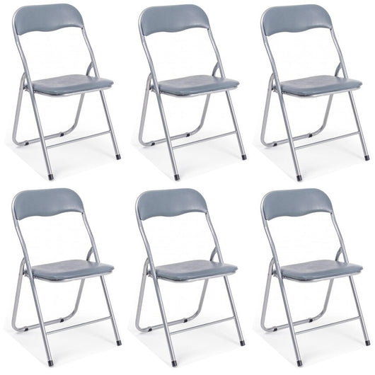 Set Di 6 Sedie Pieghevoli Con Struttura In Ferro Imbottite Salvaspazio Per Giardino Sala Riunioni Eventi Cucina Grigio