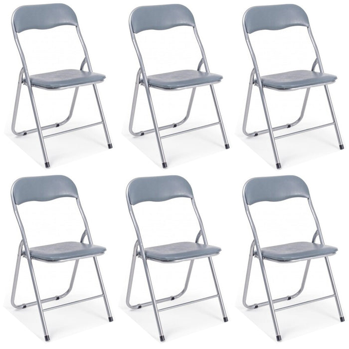 Set Di 6 Sedie Pieghevoli Con Struttura In Ferro Imbottite Salvaspazio Per Giardino Sala Riunioni Eventi Cucina Grigio