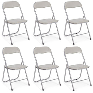 Set Di 6 Sedie Pieghevoli Con Struttura In Ferro Imbottite Salvaspazio Per Giardino Sala Riunioni Eventi Cucina Tortora