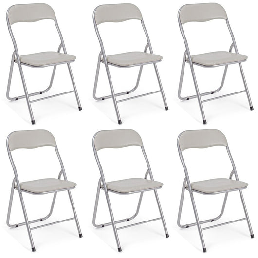Set Di 6 Sedie Pieghevoli Con Struttura In Ferro Imbottite Salvaspazio Per Giardino Sala Riunioni Eventi Cucina Tortora