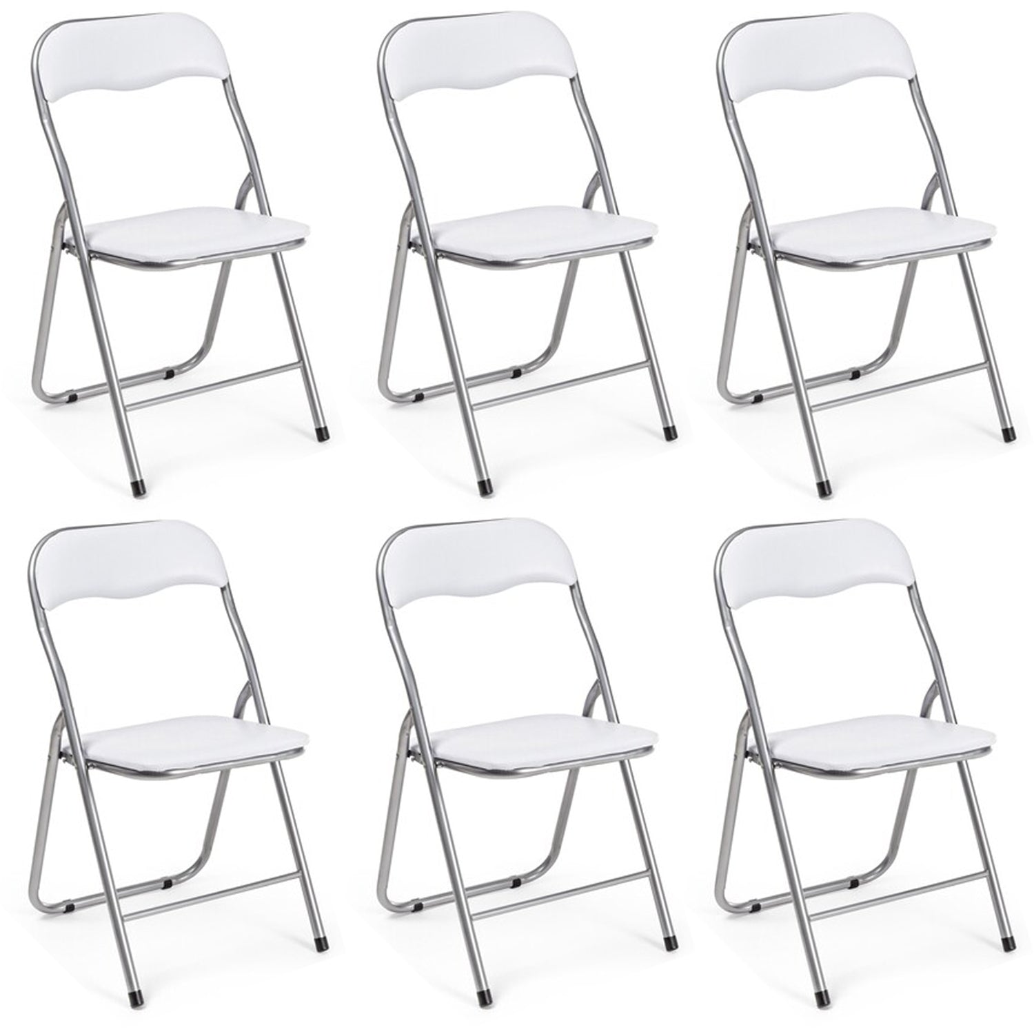 Set Di 6 Sedie Pieghevoli Con Struttura In Ferro Imbottite Salvaspazio Per Giardino Sala Riunioni Eventi Cucina Bianco