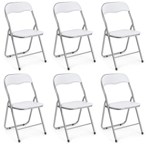 Set Di 6 Sedie Pieghevoli Con Struttura In Ferro Imbottite Salvaspazio Per Giardino Sala Riunioni Eventi Cucina Bianco