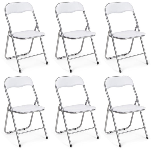 Set Di 6 Sedie Pieghevoli Con Struttura In Ferro Imbottite Salvaspazio Per Giardino Sala Riunioni Eventi Cucina Bianco