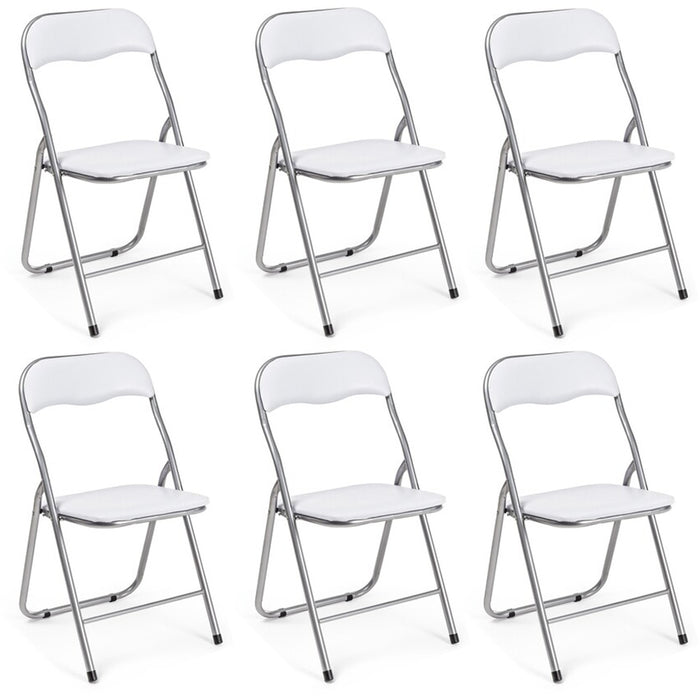 Set Di 6 Sedie Pieghevoli Con Struttura In Ferro Imbottite Salvaspazio Per Giardino Sala Riunioni Eventi Cucina Bianco