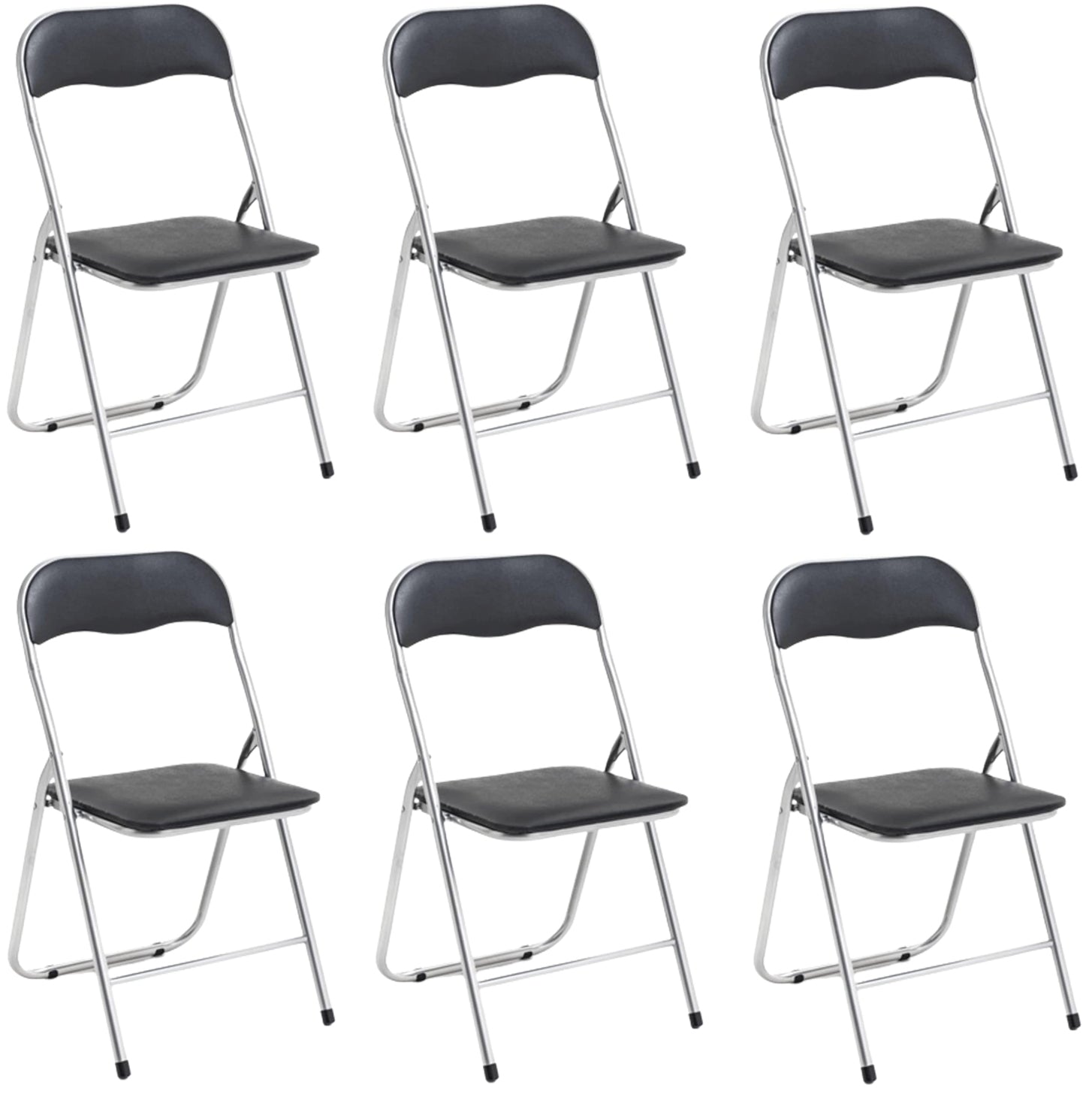Set Di 6 Sedie Pieghevoli Con Struttura In Ferro Imbottite Salvaspazio Per Giardino Sala Riunioni Eventi Cucina Nero