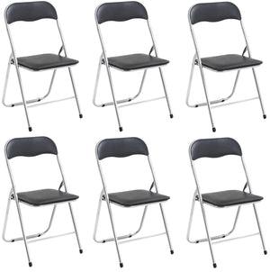 Set Di 6 Sedie Pieghevoli Con Struttura In Ferro Imbottite Salvaspazio Per Giardino Sala Riunioni Eventi Cucina Nero