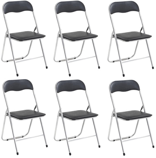 Set Di 6 Sedie Pieghevoli Con Struttura In Ferro Imbottite Salvaspazio Per Giardino Sala Riunioni Eventi Cucina Nero
