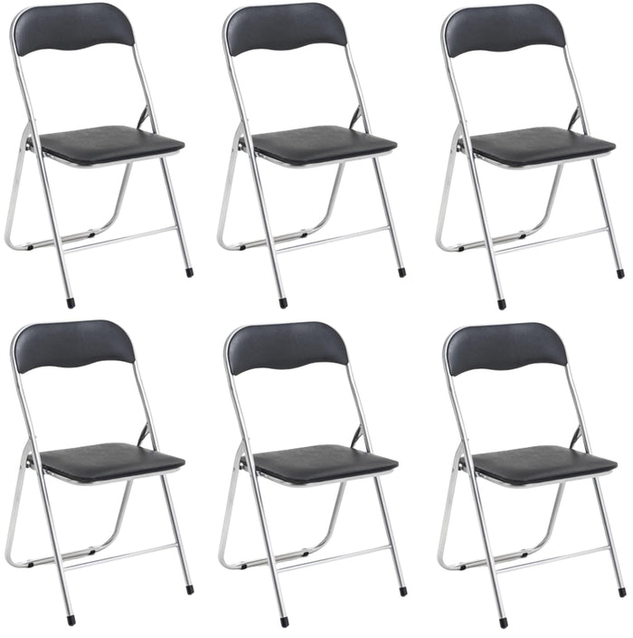 Set Di 6 Sedie Pieghevoli Con Struttura In Ferro Imbottite Salvaspazio Per Giardino Sala Riunioni Eventi Cucina Nero
