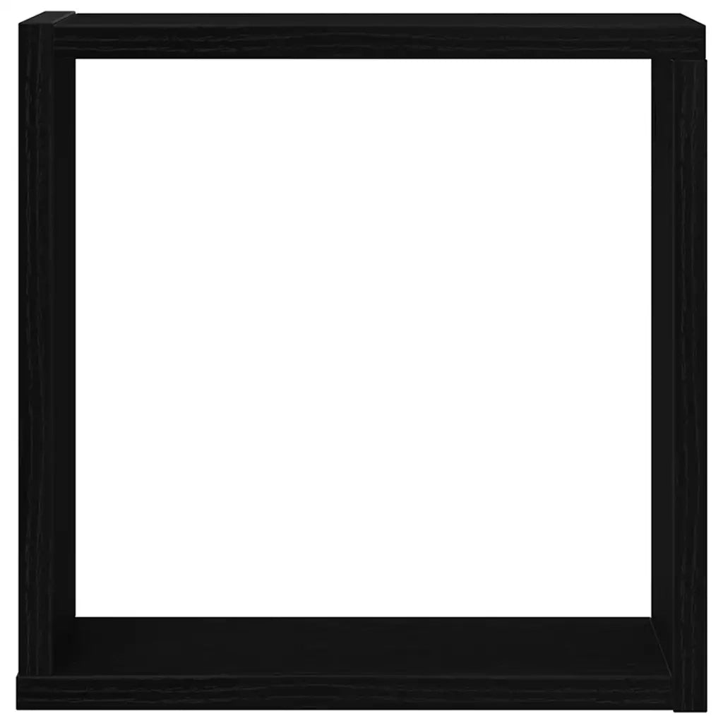 6 pz Mensole Parete | Mensola sospesa a Cubo Rovere Nero 30x15x30 cm Truciolato