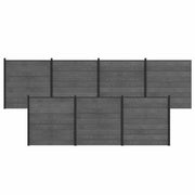 Pannello di Recinzione 7 pcs WPC e Alluminio Grigio