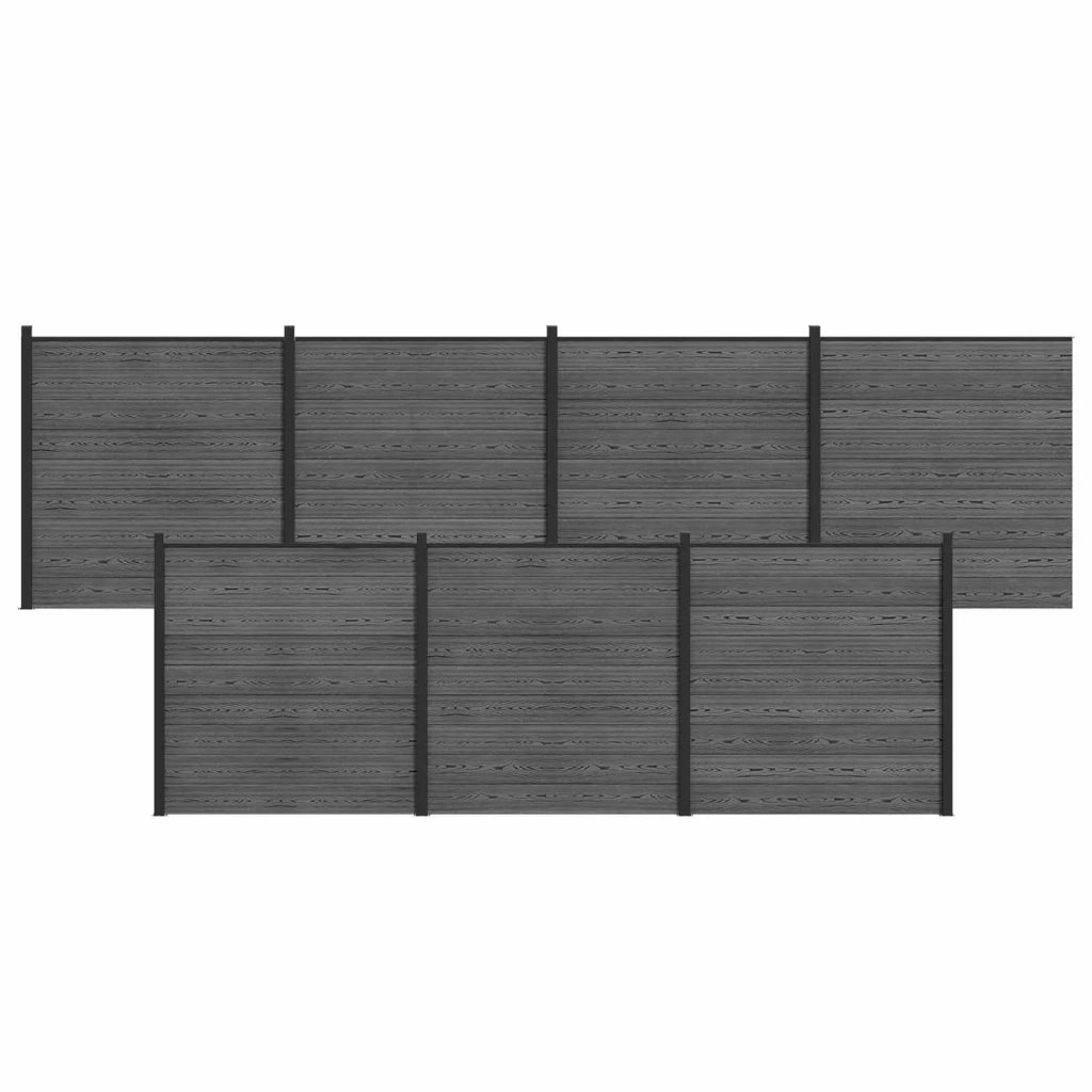 Pannello di Recinzione 7 pcs WPC e Alluminio Grigio