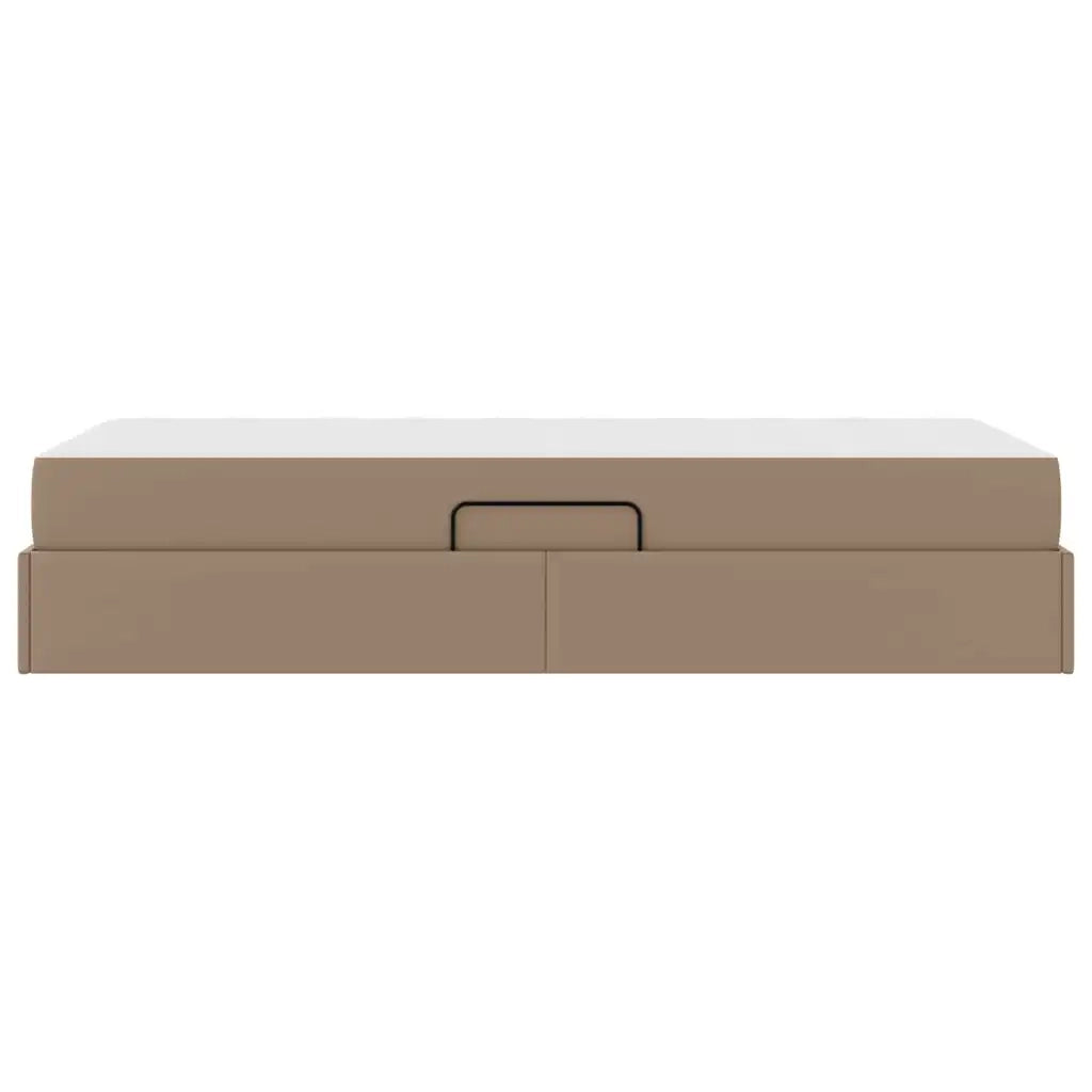 Letto con contenitore e materasso 2 pcs Cappuccino Pelle