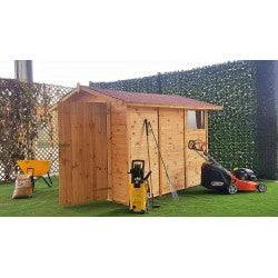 Casetta Ricovero Attrezzi da Giardino in Legno, Doghe Spessore 19 mm. Modello C244/2