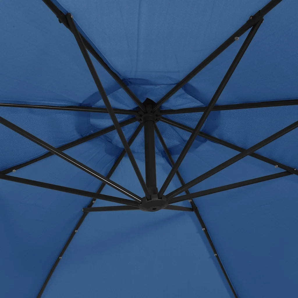 Ombrello | Parasolne a Sbalzo con LED e Palo in Acciaio 300 cm Azzurro