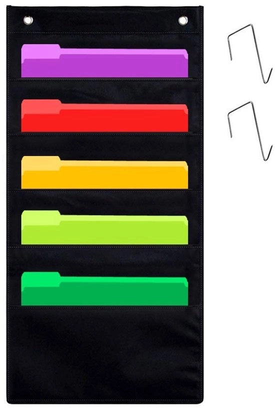 Organizzatore a 5 cassette - Cartellino da appendere - Cartellino per documenti - Borsa di stoccaggio - Risparmio di spazio verticale - Grommet robusto - Cartellino di stoccaggio