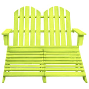 Sedia da Giardino a 2 Posti con Pouf in Legno di Abete Verde 315916