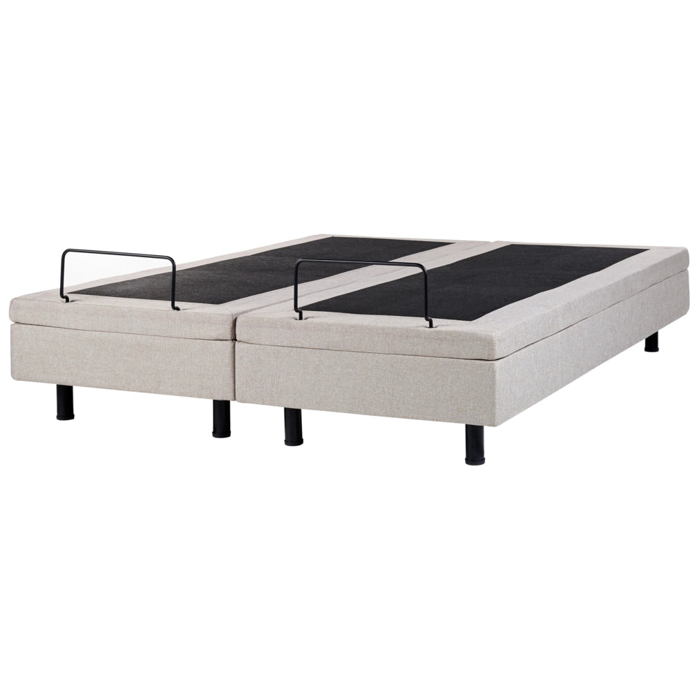 Letto elettrico singolo in poliestere beige chiaro regolabile con telecomando senza testata 160 x 200 cm stile moderno