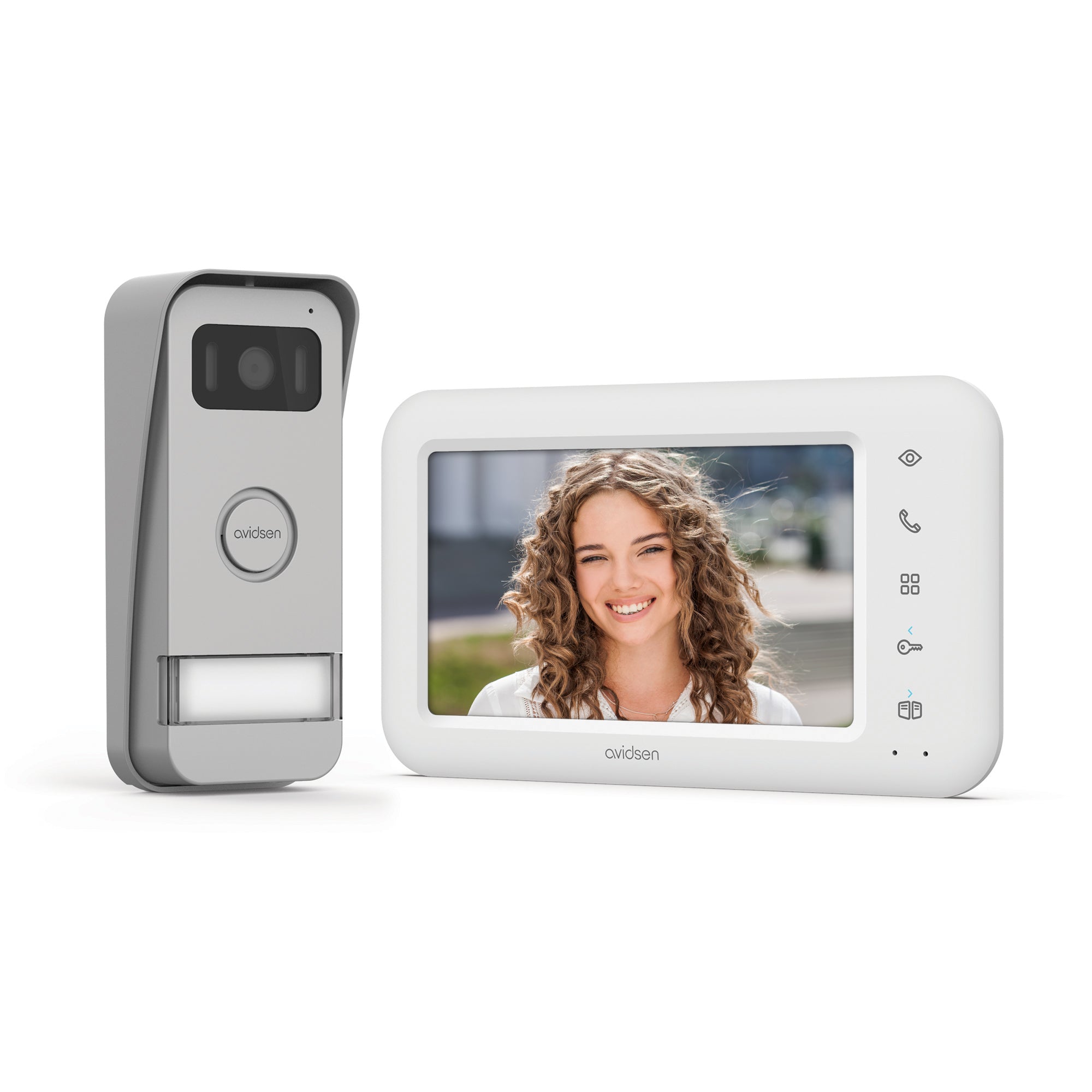 Videocitofono monofamiliare a 2 fili schermo 7'' a colori - Angolo di visione 100° con unità esterna retroilluminata- Avidsen Elia 112290