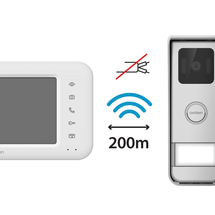 Videocitofono Wireless senza fili , Monofamiliare 7'' Elia Solar Wave con Pannello Solare - Avidsen