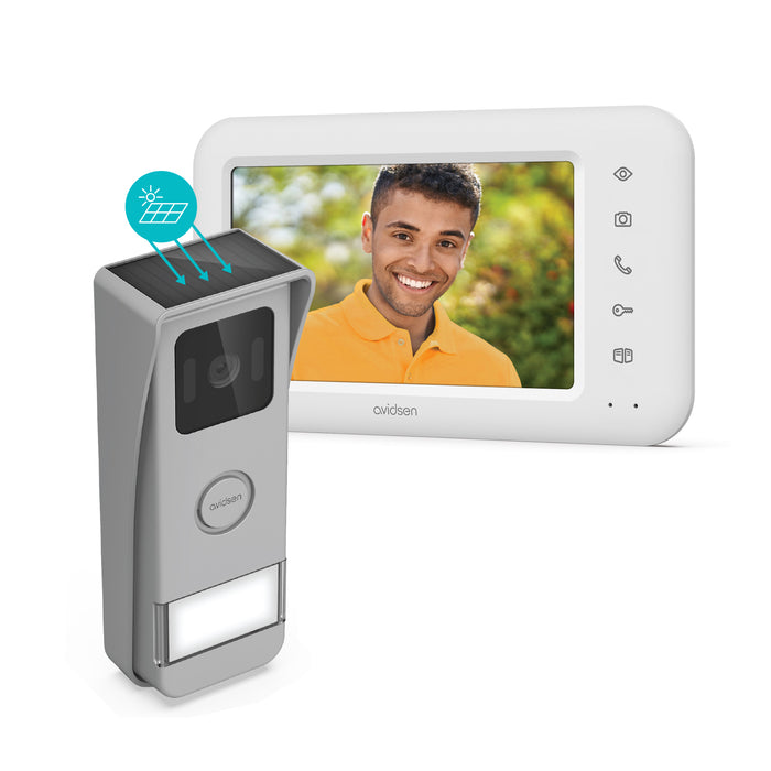 Videocitofono Wireless senza fili , Monofamiliare 7'' Elia Solar Wave con Pannello Solare - Avidsen