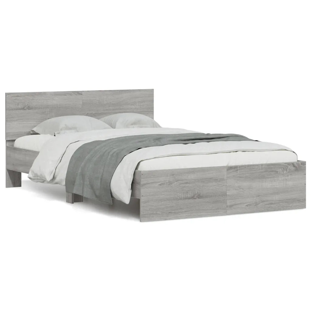 Giroletto con Testiera e LED Grigio Sonoma 140x190 cm