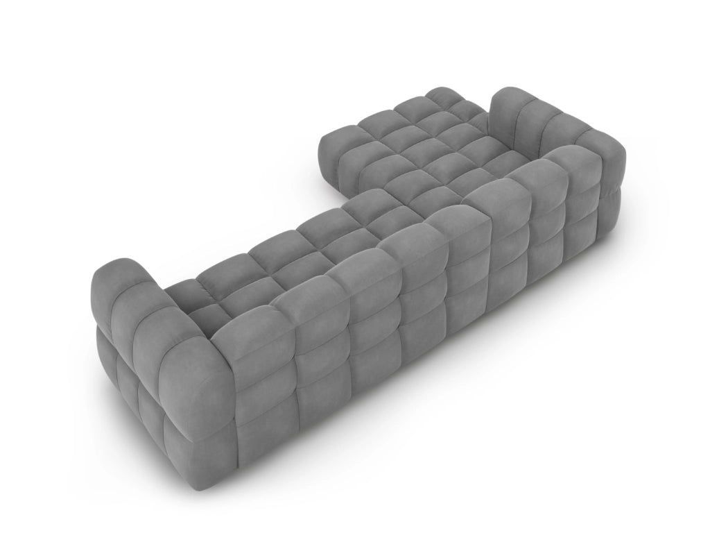 Cosmopolitan Design - Divano angolare modulare sinistro "Sky" 4 posti in velluto grigio chiaro 